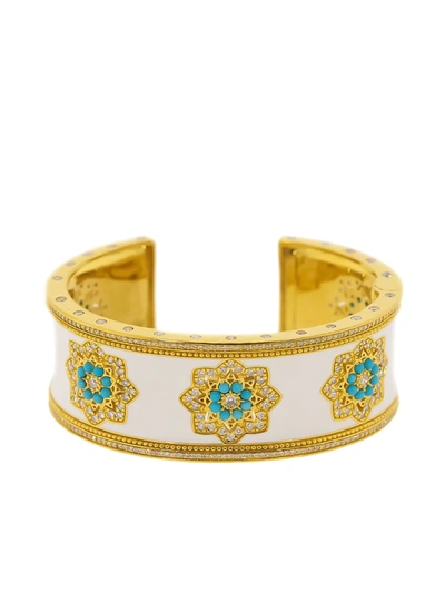 Buddha Mama 20kt Yellow Gold, Enamel, Diamond And Turquoise Mandalas Cuff