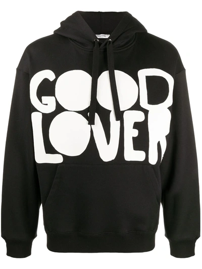 Valentino Good Lover Print Hoodie In Black