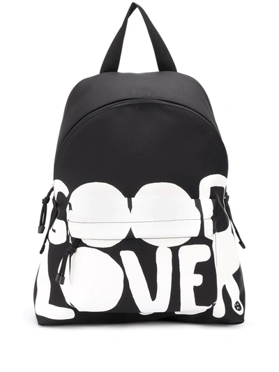 Valentino Garavani Lovers Language Printed Backpack In Black