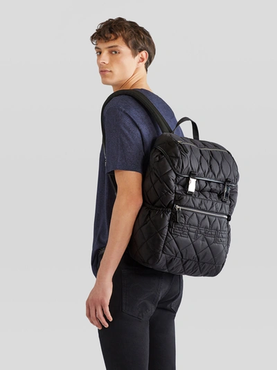 Etro Matelassé Nylon Backpack With Logo In Black