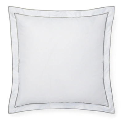 Polo Ralph Lauren Spencer Sateen Border Sham In White And Stone Grey