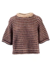 CHLOÉ MOHAIR KNIT T-SHIRT IN DUSTY CAMEL COLOR