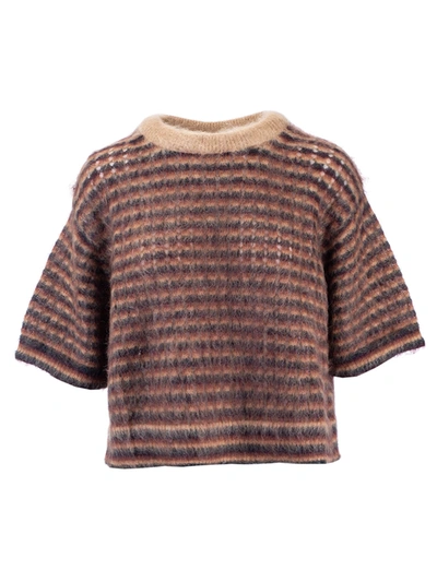 Chloé Mohair Knit T-shirt In Dusty Camel Color In Beige