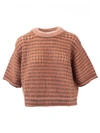 CHLOÉ MOHAIR KNIT T-SHIRT IN LIGHT CORAL COLOR