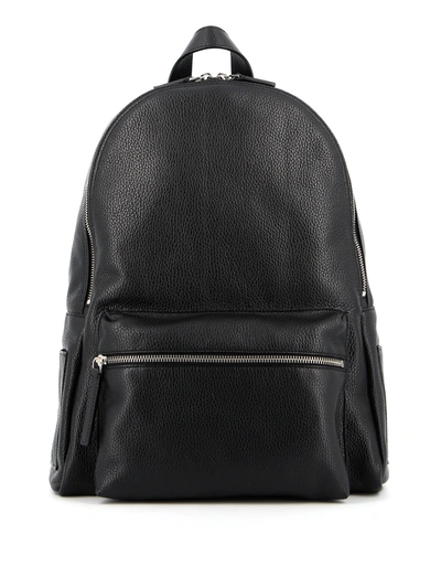 Orciani Micron Grainy Leather Backpack In Black