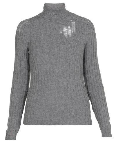 Maison Margiela Sweater With Ripped Detail In Grey