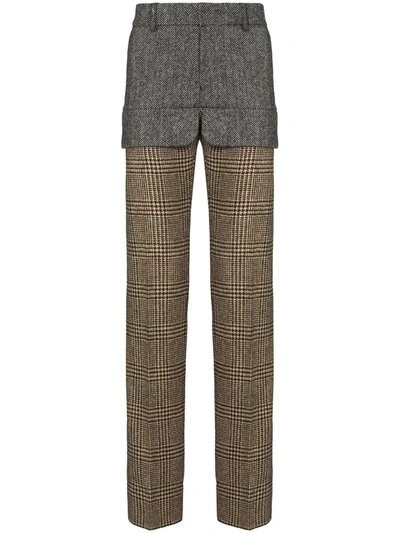 Stefan Cooke Tailored Contrast Panel Trousers In Grey