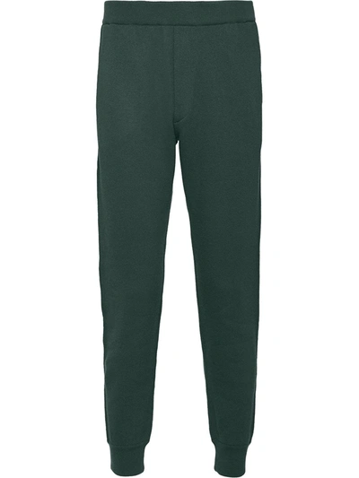 Prada Logo-patch Cropped Track Trousers In Green