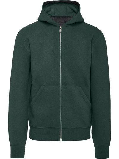 Prada Zip Fastening Hoodie In Green