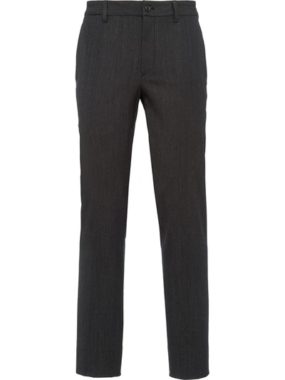 Prada Slim-fit Cropped Trousers In Grey