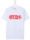 Gcds Logo Print Short-sleeved T-shirt Dress In White