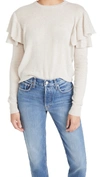 AUTUMN CASHMERE DOUBLE RUFFLE CREW CASHMERE SWEATER