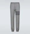 Thom Browne Three-stripe Drawstring Joggers In Grey