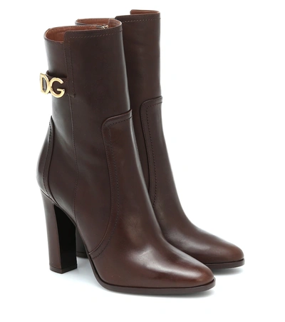 Dolce & Gabbana Logo-plaque 110mm Calf-length Boots In Brown