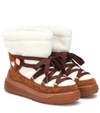 Moncler Insolux Faux Shearling-trimmed Suede Boots In Brown