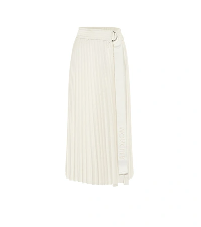 Moncler Pleated Taffeta Midi Skirt In White