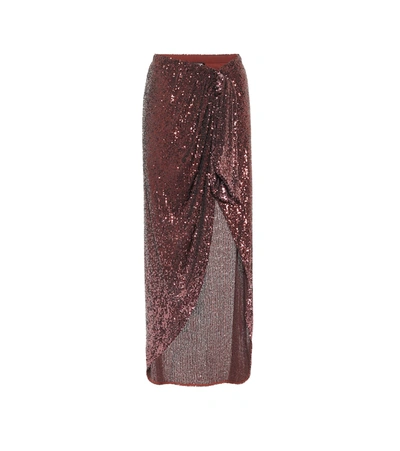 Balmain Sequined Maxi Skirt In Red
