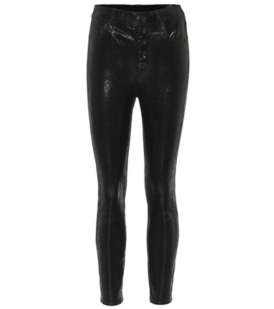J Brand Lillie Snake-effect Leather Trousers In Black