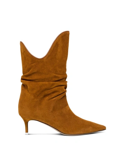 Attico Tate Suede Ankle Boots In Camel