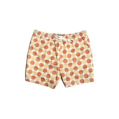 Far Afield Print Swim Shorts - Blazing White / Toasted Orange