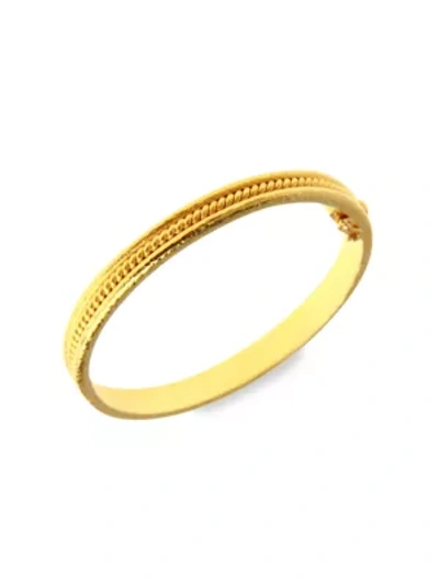 Elizabeth Locke Hammered 19k Yellow Gold Thin Braided Bangle Bracelet