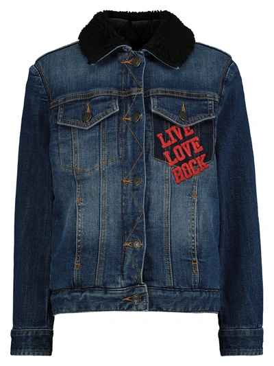 Zadig & Voltaire Girls' Alex Cotton Blend Trucker Jacket - Little Kid, Big Kid In Blue