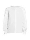Givenchy Twist-sleeve Poplin Blouse In White
