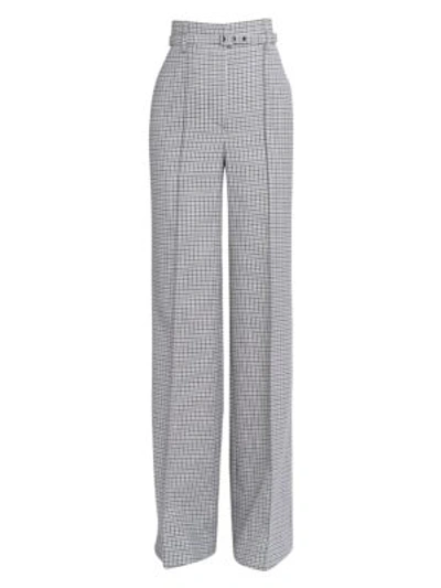 Givenchy Plaid Wool High-waist Straight-leg Pants In Black White