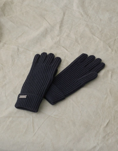 Belstaff Marine Wool Gloves In Blue