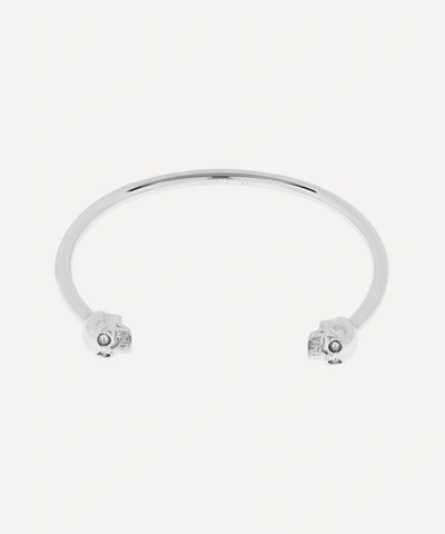 Alexander Mcqueen Silver Thin Twin Skull Bracelet