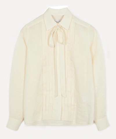 Officine Generale Wanda Front Pleated Neck Shirt In White