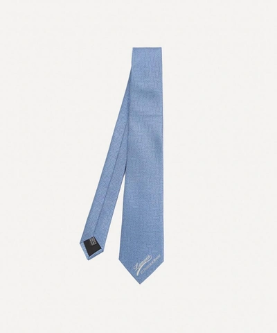 Lanvin Textured Logo Detail Silk Tie In Blue