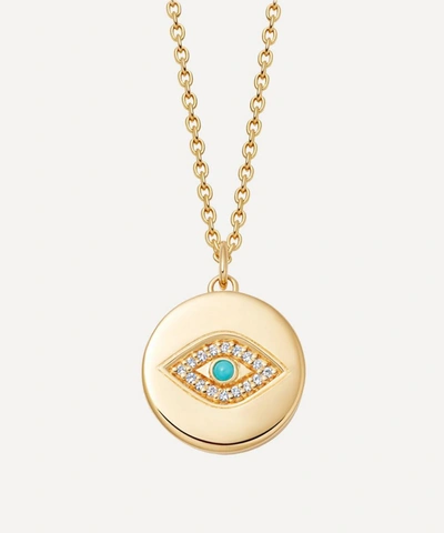 Astley Clarke Womens Yellow Gold Vermeil Biography Evil Eye Locket 18ct Gold-plated Vermeil Sterling Silver, White