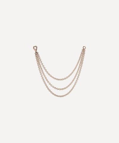 Maria Tash Long Triple Chain Connecting Charm In Rose Gold