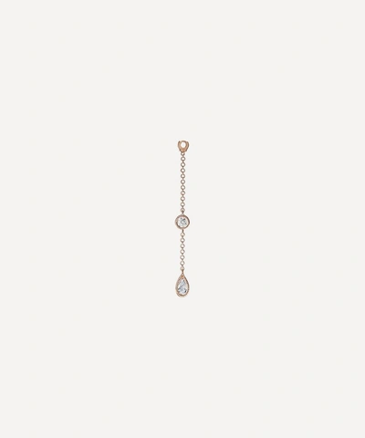 Maria Tash 18ct Medium Scalloped Set Pear And Round Diamond Pendulum Charm In Rose Gold