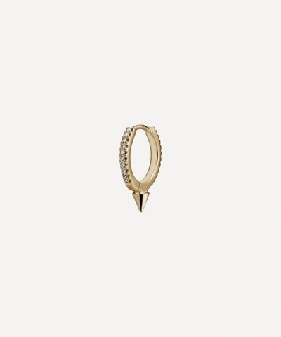 Maria Tash 18ct 9.5mm Single Short Spike Diamond Eternity Single Hoop Earring In Gold