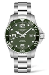 Longines Hydroconquest Automatic Bracelet Watch, 43mm In Green/ Silver