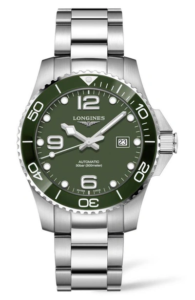 Longines Hydroconquest Automatic Bracelet Watch, 43mm In Green/ Silver