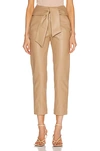 Jonathan Simkhai Tessa Vegan Leather Tie Waist Pants In Camel