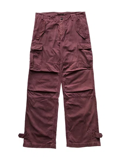 Pre-owned 291295 Homme 1990s  Military Cargo Trousers In Red