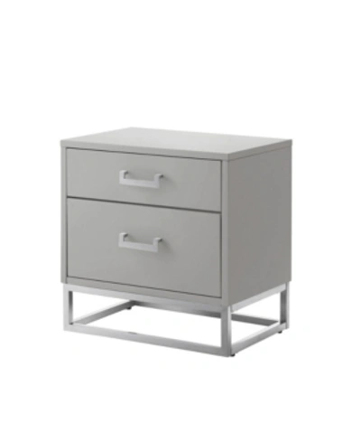 Nicole Miller Emiliana 2-drawer High Gloss Nightstand With Metal Base In Gray