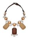 BURBERRY STATEMENT CRYSTAL & LEATHER NECKLACE,0400012824976