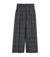 SANDRO CHECK WIDE-LEG CROPPED TROUSERS,15917443