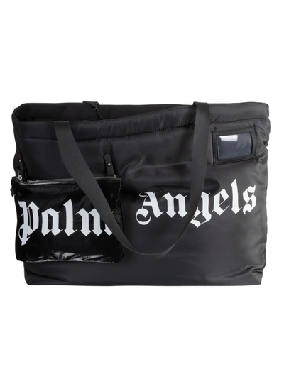 Palm Angels Horizontal Logo Shopper Bag In Blackwhite