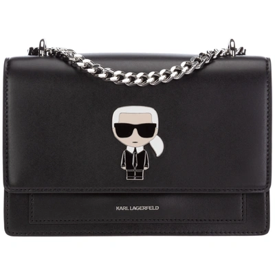 Karl Lagerfeld Women's Leather Shoulder Bag  K/ikonik In Nero