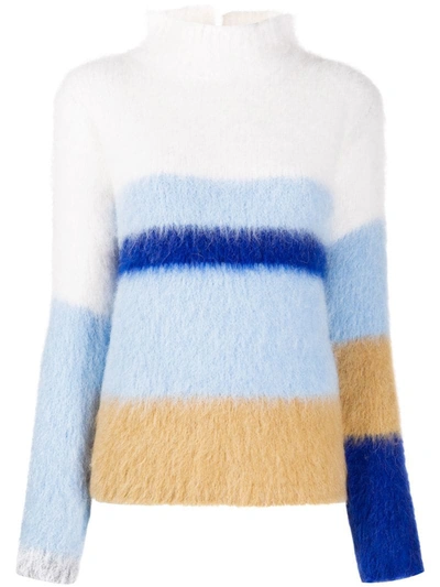 Erika Cavallini Colour-block High Neck Jumper In White