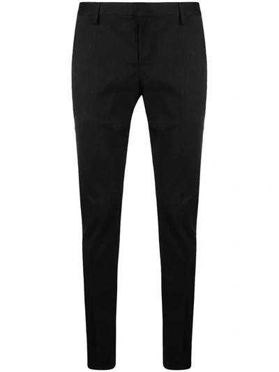 Dondup Straight Leg Pinstripe Trousers In Black