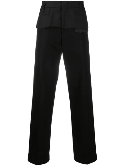 Ader Error Distressed Tailoring Two-tone Trousers In Black