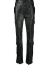 KENZO CARGO LEATHER STRAIGHT TROUSERS
