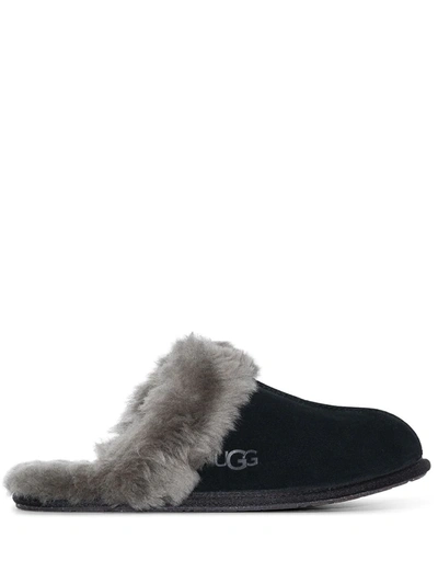 Ugg Women's Scuffette Black Grey Suede Shearling Slippers